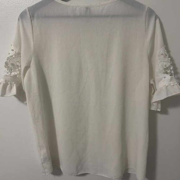 Tesoro White Blouse – XL – Pearl Detail on Sleeves - Picture 5 of 5